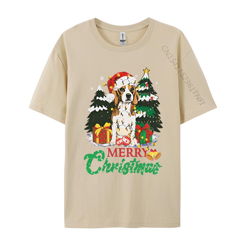 Beagle Christmas Dog Lover Vintage T Shirts Funny Animal Tshirt Print Man Top Vintage Retro Clothing