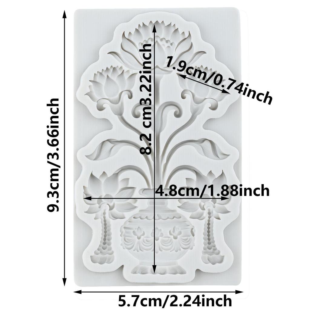 Flower Vase Silicone Molds Lotus Rose Daisy Flower Fondant Mold Relief Flower Mold Cake Decorating Tools Cupcake Topper Candy Chocolate Gumpaste Mold