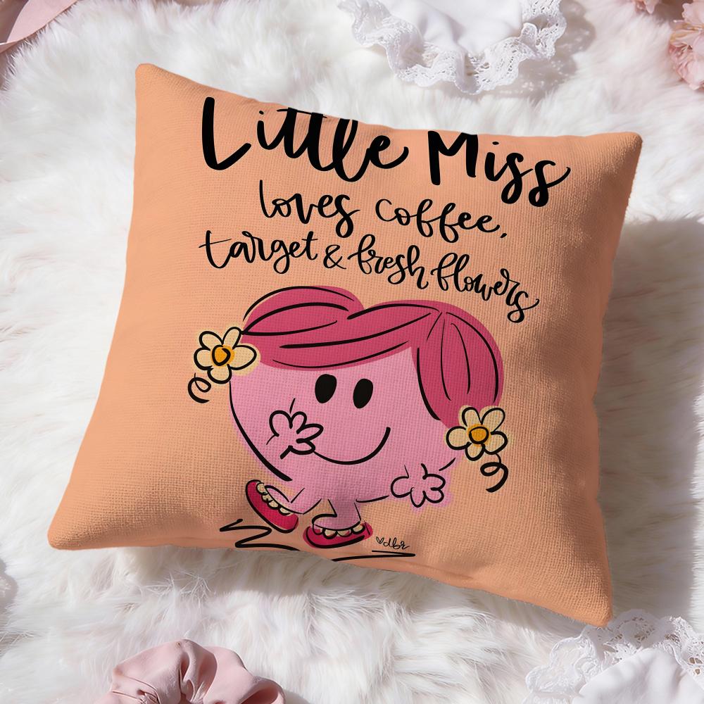 cute Mr. Men and Little Miss Cushion Cover Premium Comfort Reversible Pillow Cove -Two in One Design for Any Room & Car Interior