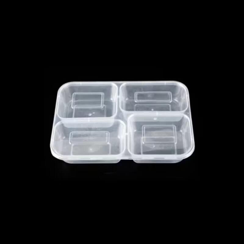 Disposable 4-Compartment Transparent Food Containers