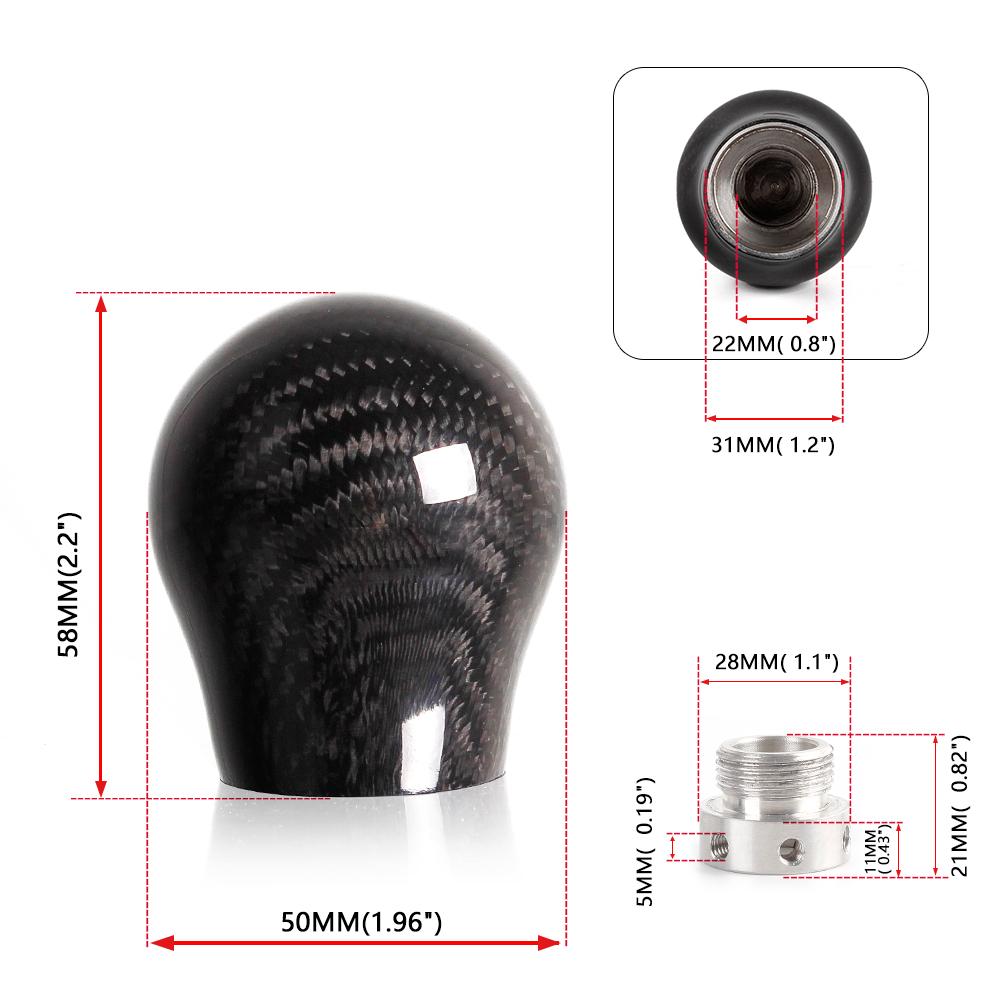 New Arrived Carbon Fiber Gear Shift Knob Manual Transmission Gear Stick Head Shifter Lever Handle With Limiter Adapter SFN135