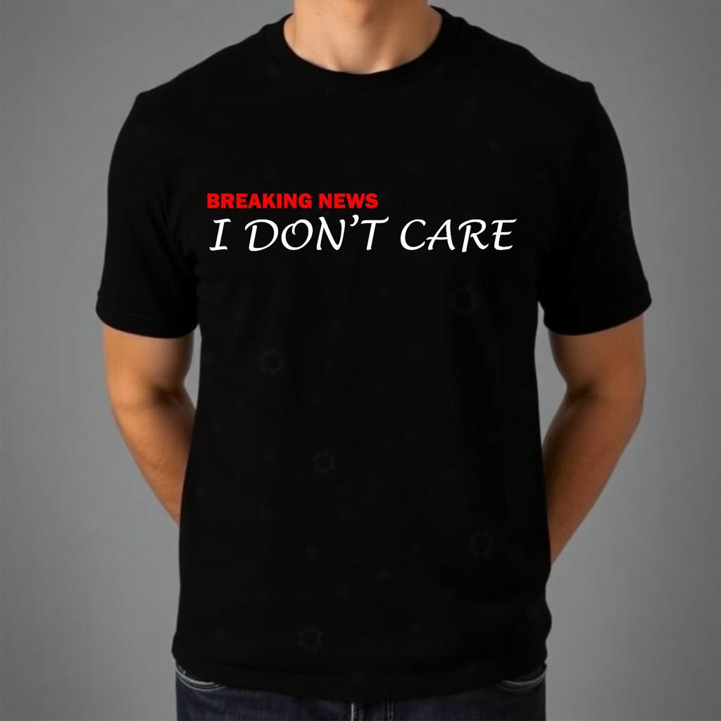 Sarcastic Rude T-shirt Breaking News I Don't Care Novelty Gift Top Unisex Tee