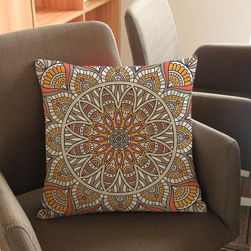 Purple Mandala Flower Pattern Cushion Cover Indian Thailand Buddism Home Decorative Throw Pillow Cover Cotton Linen Pillow Case