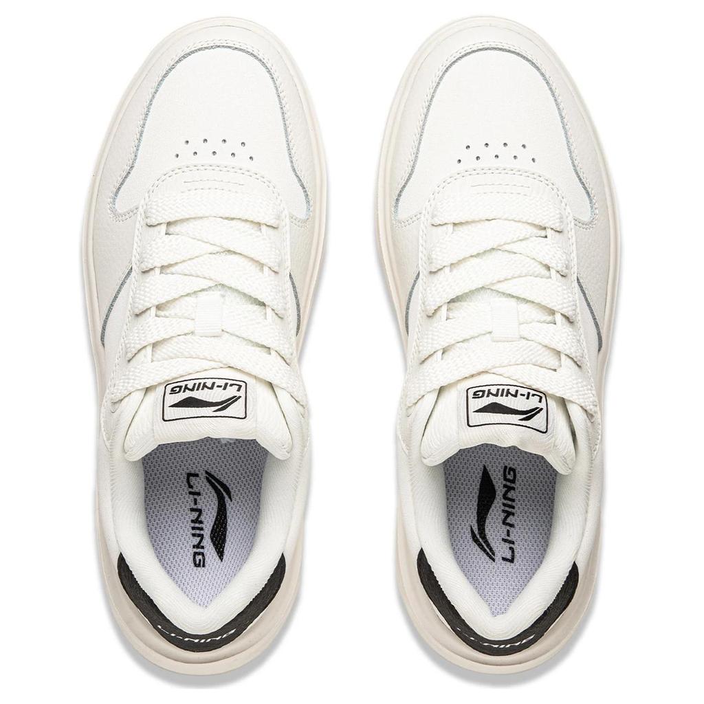 Li Ning Cloud Sky Versatile Thick Sole Height Increasing Non Slip Wear Resistant Breathable Low Top Skate Shoes Women Sneakers White Black AGCU320-4