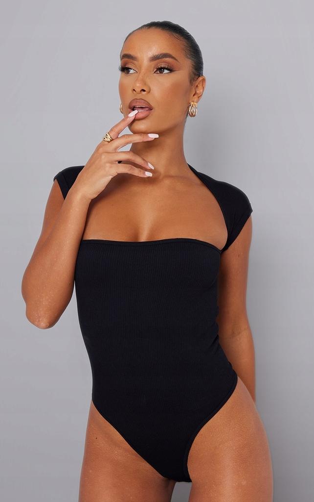 Prettylittlething Body Prążkowane Czarne M 0A1A1_C*