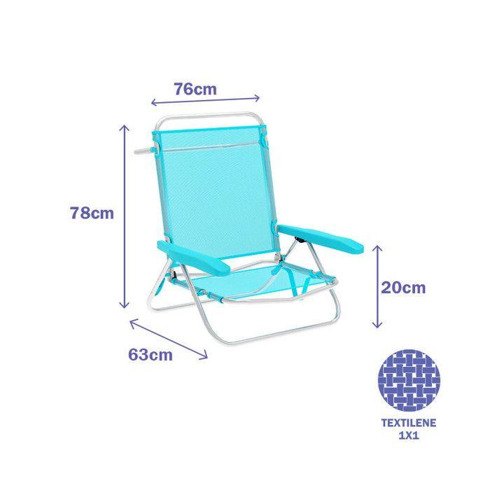 Marbueno Folding Chair 5 Positions Aluminum Aqua Marine Beach and Pool 63x76x78 Cm 10309