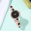 In-Stock Women's Fashionable Diamond Quartz Bracelet Watch with Round Dial and Simple Scale