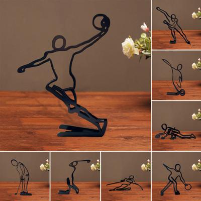 Filo Metallico Atleta Statuetta Minimalista Astratta Filo di Ferro Sportivi Sagoma Statua Scultura Casa Ufficio Libreria Scrivania Decorazione Ornamento