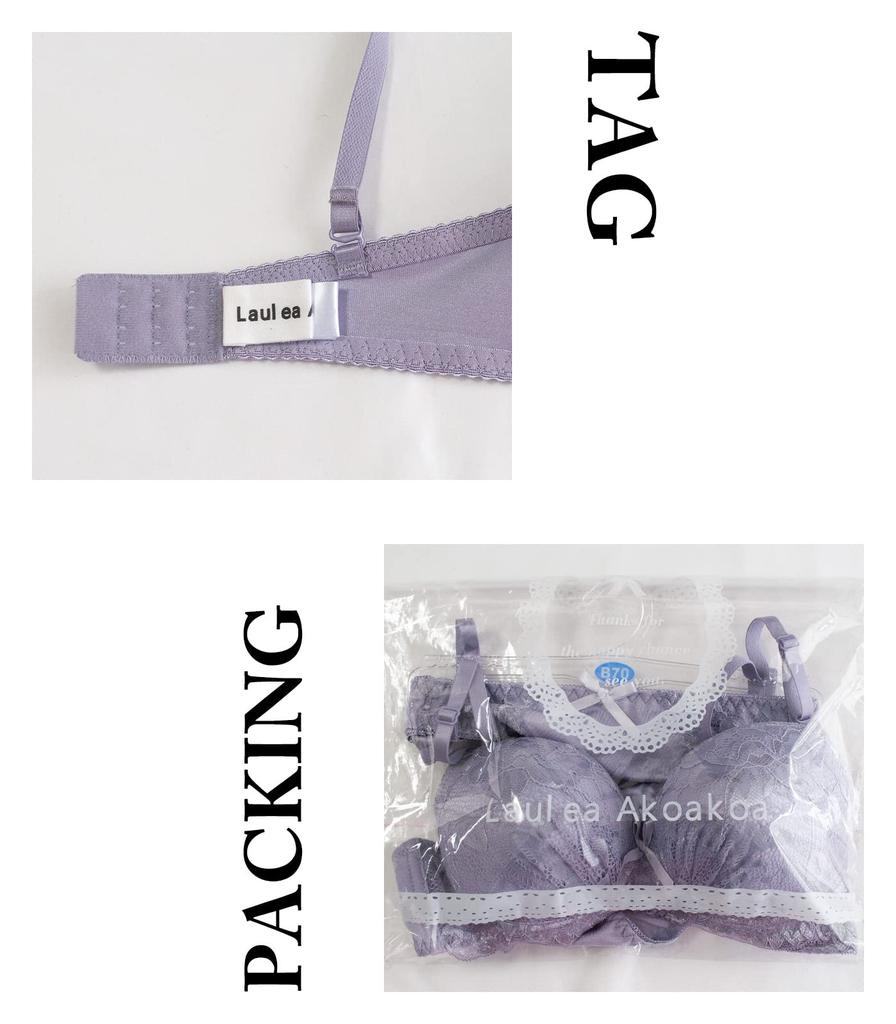 Laulea Akoakoa Smoky Purple D85 Bra and Panty Lace Lingerie Women's Set,