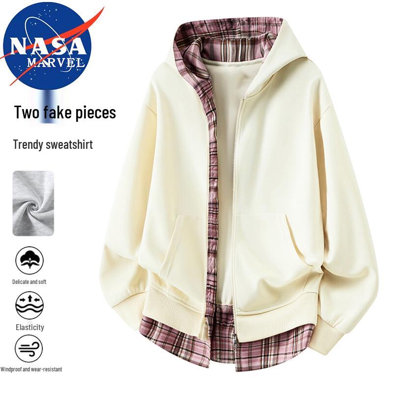 

NASA MARVEL Men s American Style Faux Two-Piece Hooded Sweatshirt 2XL