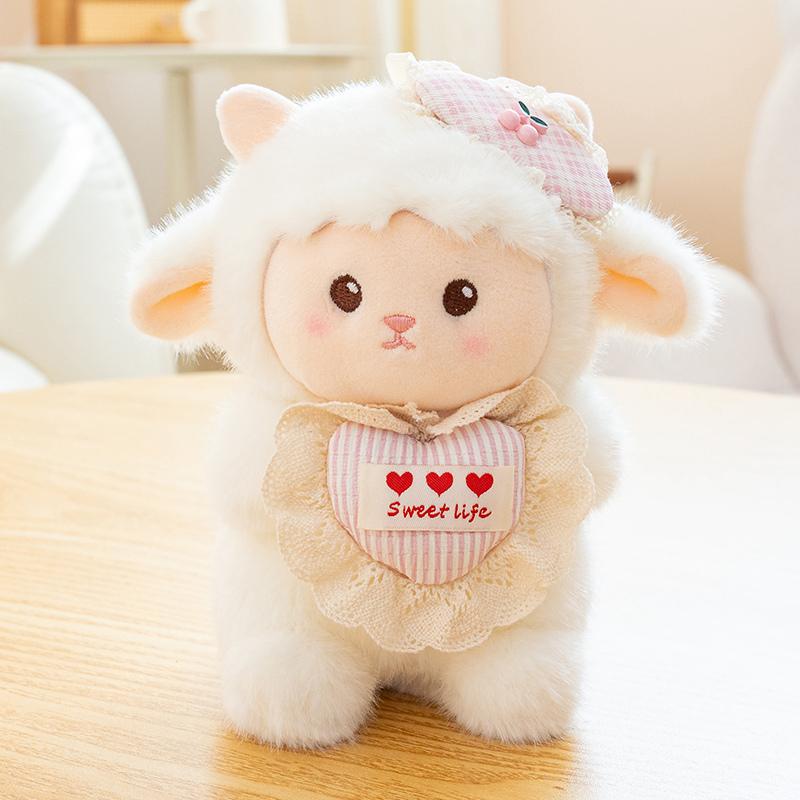 Lovely Baby Sheep Plush Toys Delicate Cuddly Wearing Glasses Little Sheep Doll Gentle Children Appease Animal Doll Sweet Gift