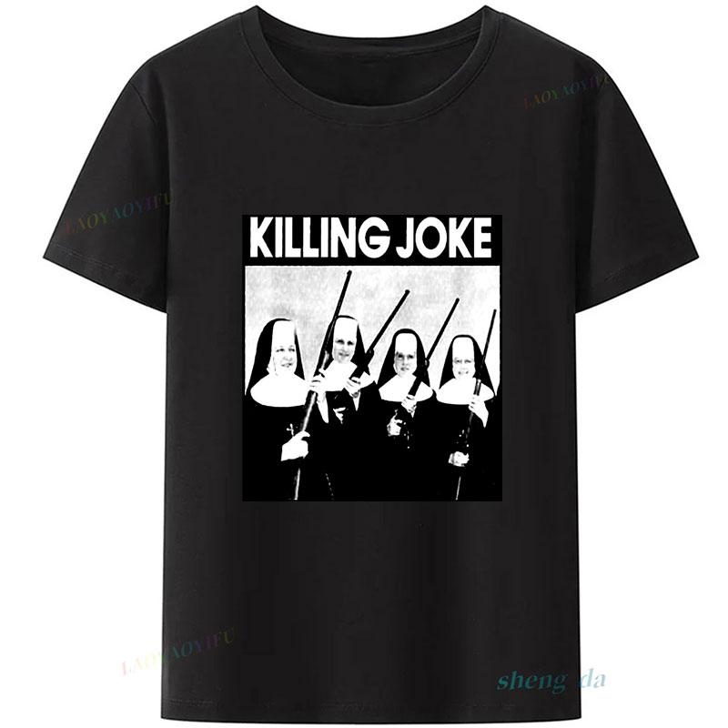 Camisetas Killing Joke Gun Nun Punk Rock Band Music Funny Gift T Shirt 80s 90s Vintage Style Polyester Cheap Unisex Clothes S