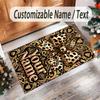 Leopard Theme Crystal Velvet Floor Rug Personalized Custom Name Text Warm Carpet Home Decoration