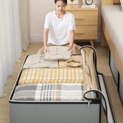 1PC Under-Bed Storage Bag, Flat Storage Bag, Drawer Storage Box, Wardrobe Finishing Bag, Moving Bag, Top Transparent Clothing Quilt Storage Bag