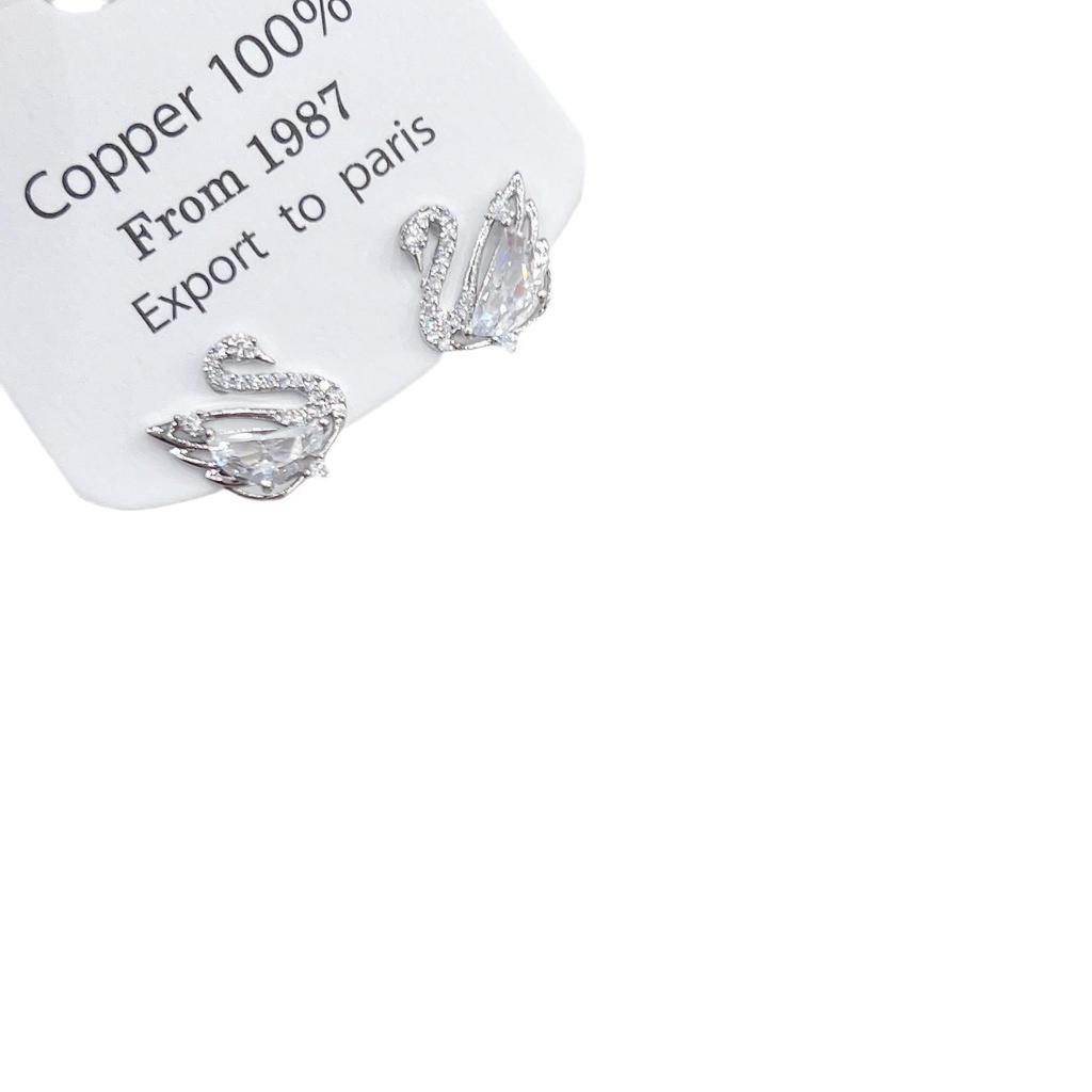 2024 French-Style Small Diamond Swan Earrings: Exquisite, High-End Fashion for Women