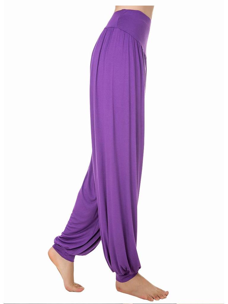Dámské modální harémové kalhoty s širokými nohavicemi na jógu: Dlouhé, pohodlné taneční/sportovní sukně-kalhoty
