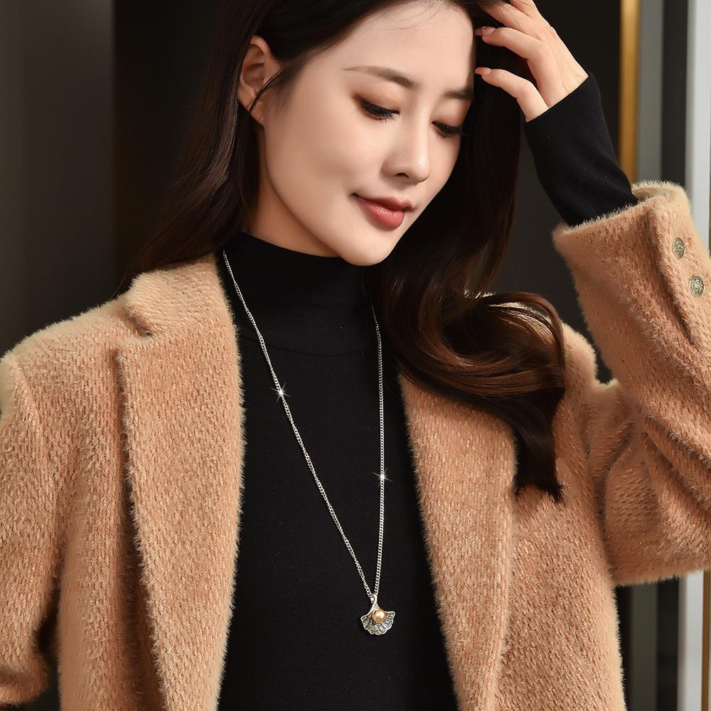 Chic Droplet Design Scallop Pearl Necklace In Fashionable Coffee Gold For Trendy Women