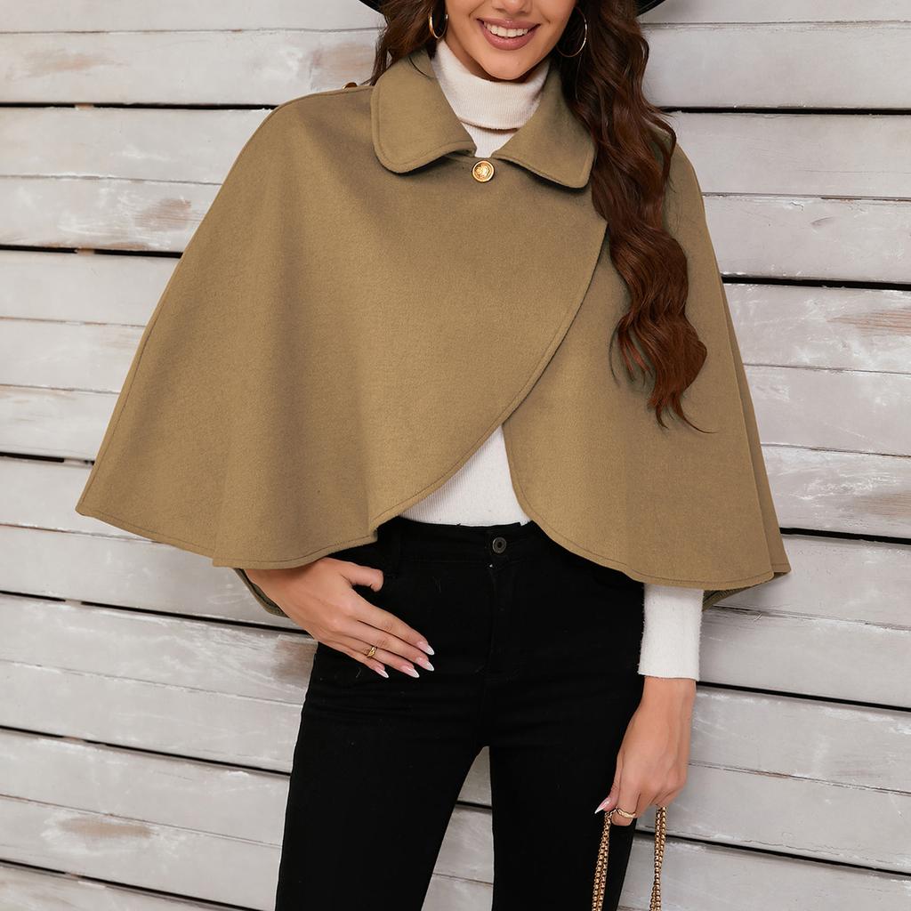 Women's Fashion Wool Tweed Jacket Short Versatile Cape Shawl