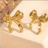 Vintage Metal Bowknot Earrings For Women Sweet Elegant Gold Color Women's Stud Earring Party Beautiful Jewelry Holiday Gifts