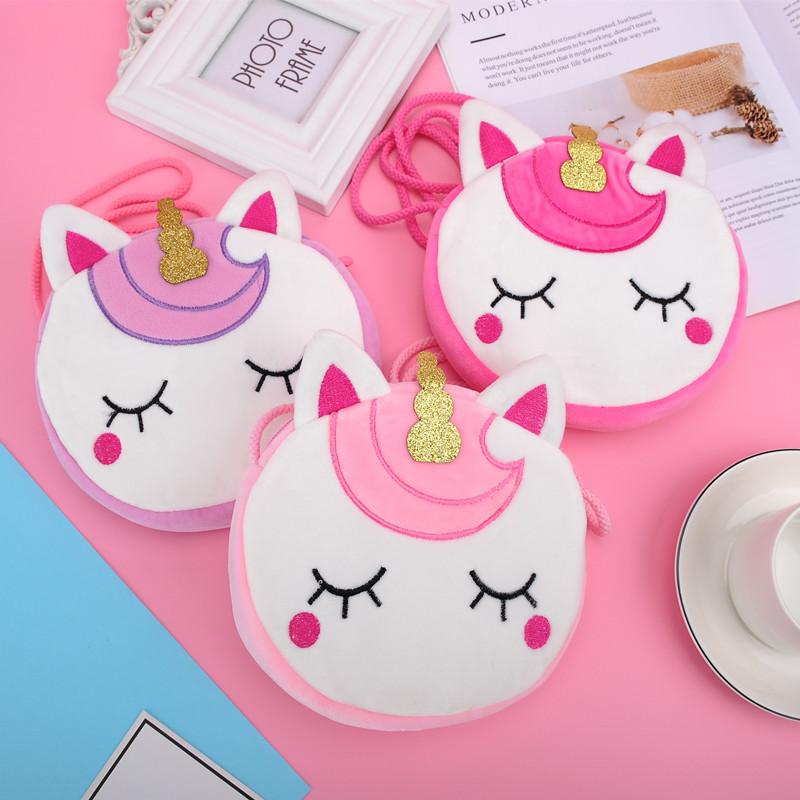 Adorable Unicorn Plush Shoulder Bag For Kids Portable Snack Storage Gift