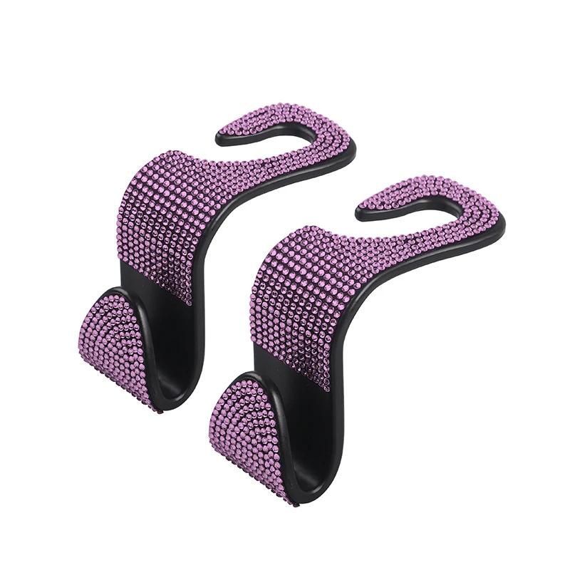 Diamond Crystal Car Seat Back Hook Hanger Auto Back Headrest Mount Storage Holder Universal Car Bling Accessories for Women