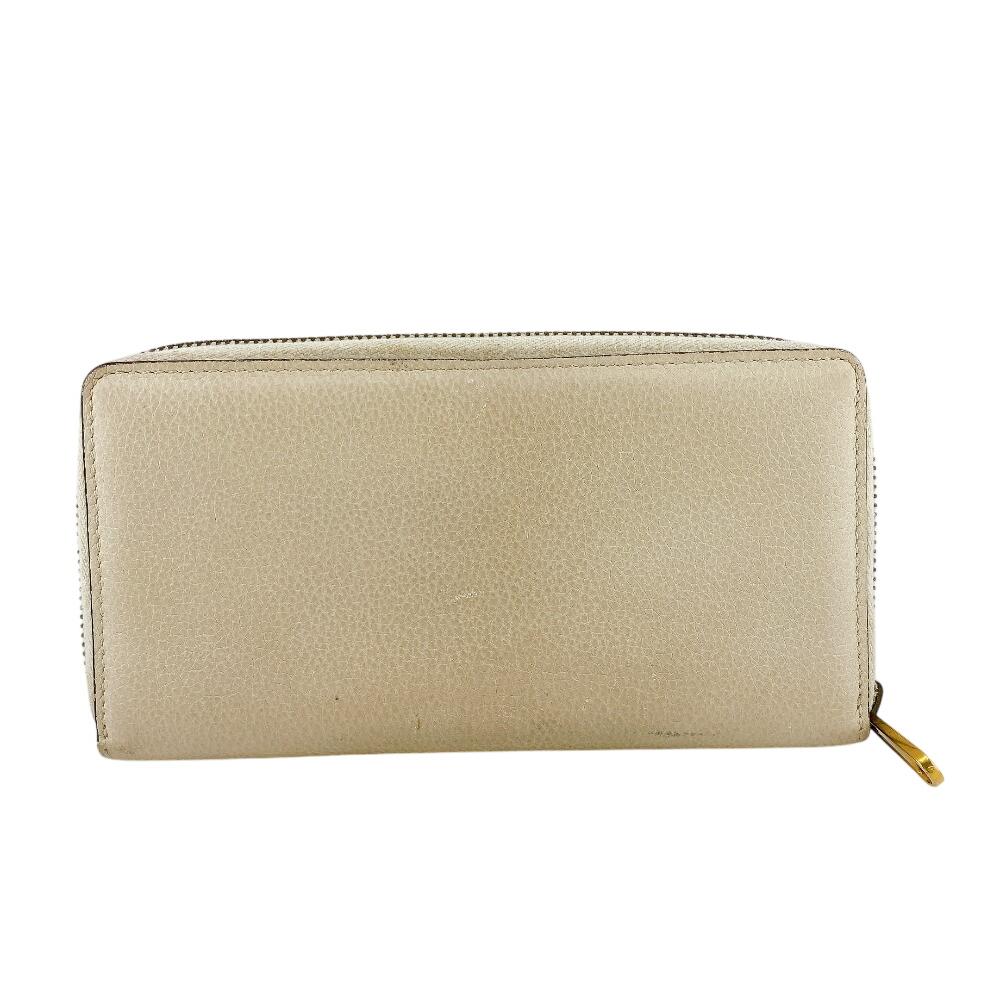 GUCCI 496317 Zip Around Logo print leather Purse white leather Used