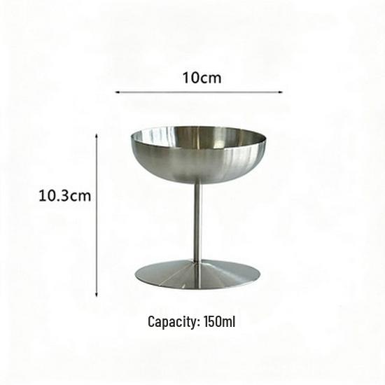 304 Stainless Steel Dessert Plate & Ice Cream Cup - High-Footed for Fruit, Snacks, Tea, Martini, and Pudding.
