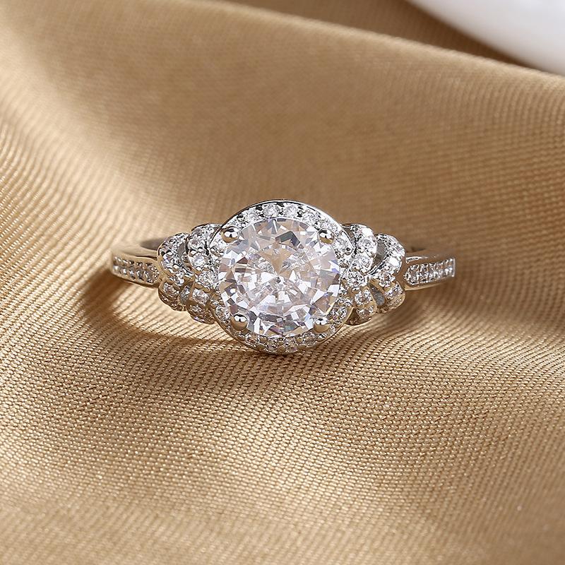 2026 New Bow Fashion Diamond-encrusted Zircon Cross Ring Women's High-end Light Luxury Wedding Ring Jewelry