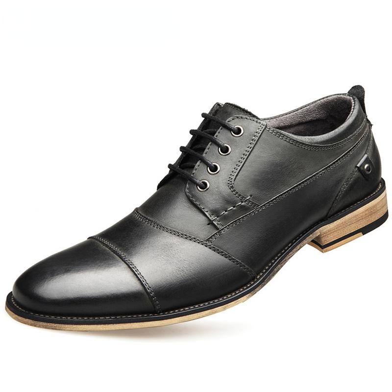 Brand Men Shoes Top Quality Oxfords British Style Men Genuine Leather Dress Shoes Business Formal Shoes Men Flats Plus Size 47