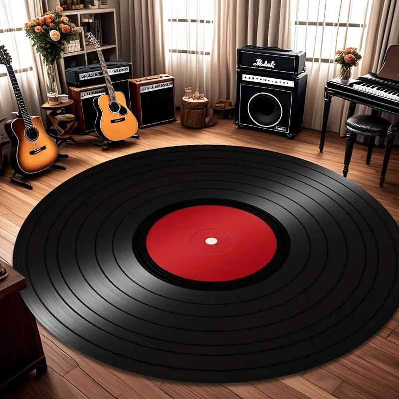 Retro Vinyl Record Carpet Music Practice Room Non Slip Floor Rug for Living Room, Bedroom, Office Decor Fashionable Home Decor