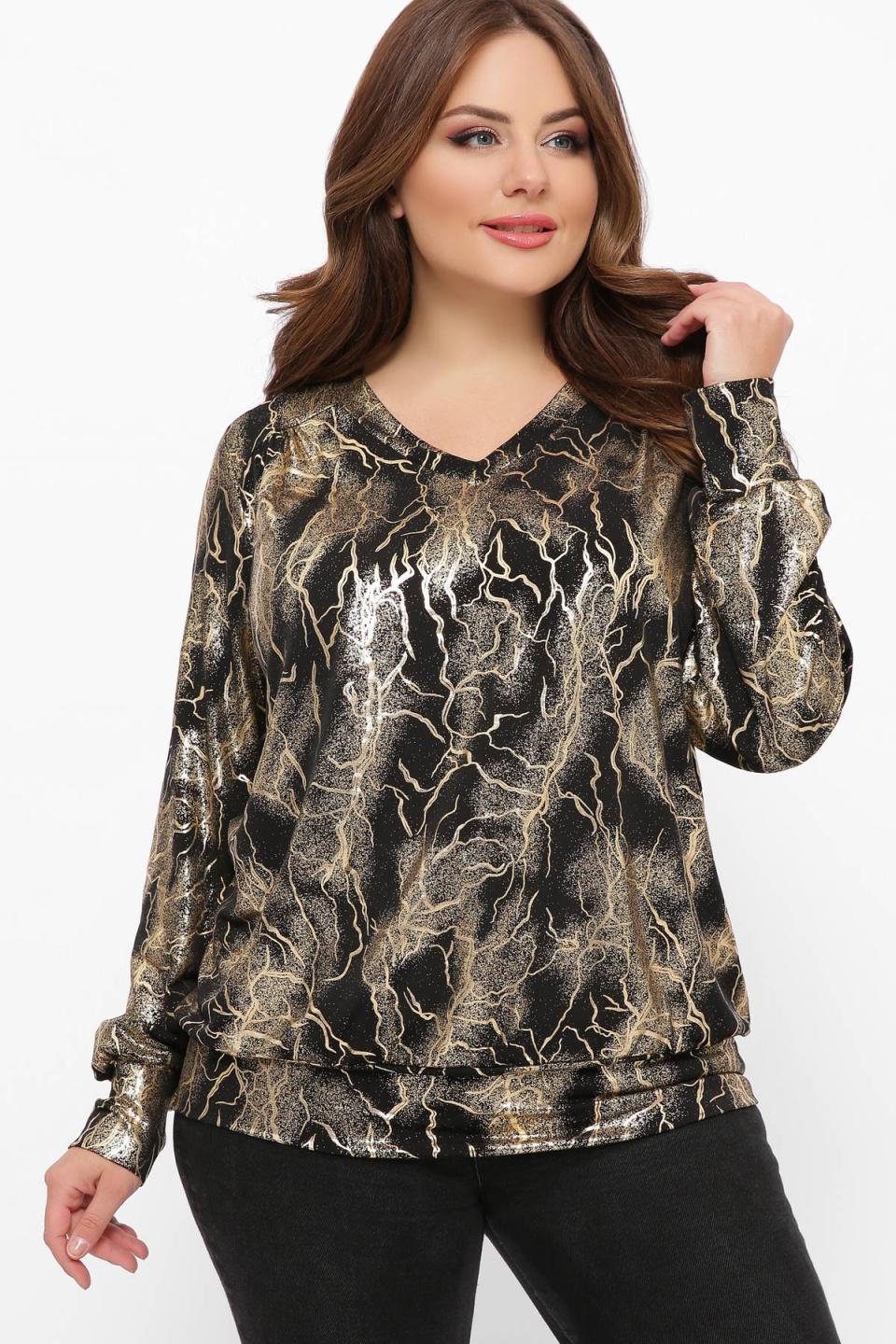 

Трикотажний блузон (арт золото) Tatiana ФОРТ 5XL чорний