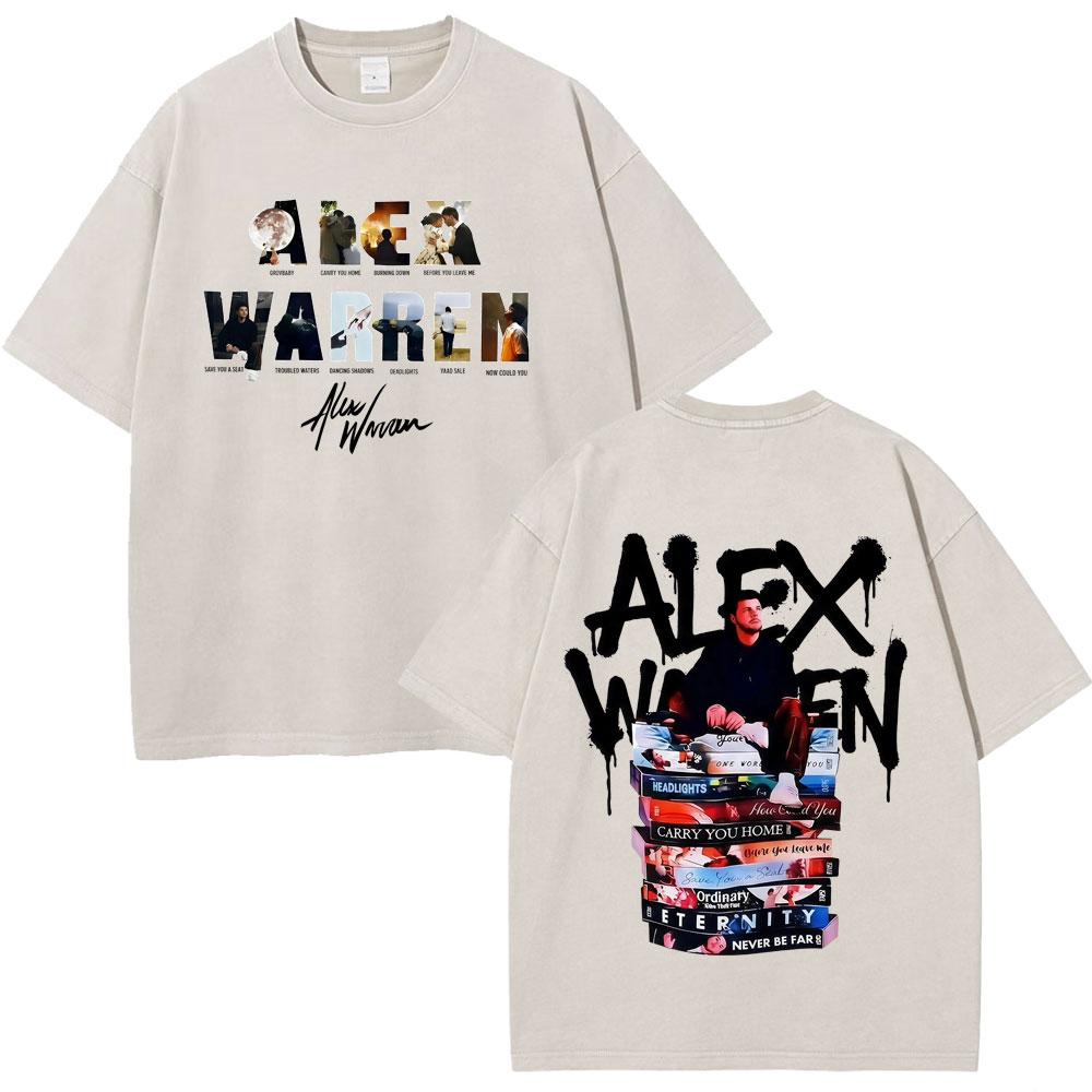 Singer Alex Warren 2026 Tour Print Tees Unisex Unisex Hiphop Tshirt Summer Cotton Loose Casual Vintage Washed Tshirts Streetwear