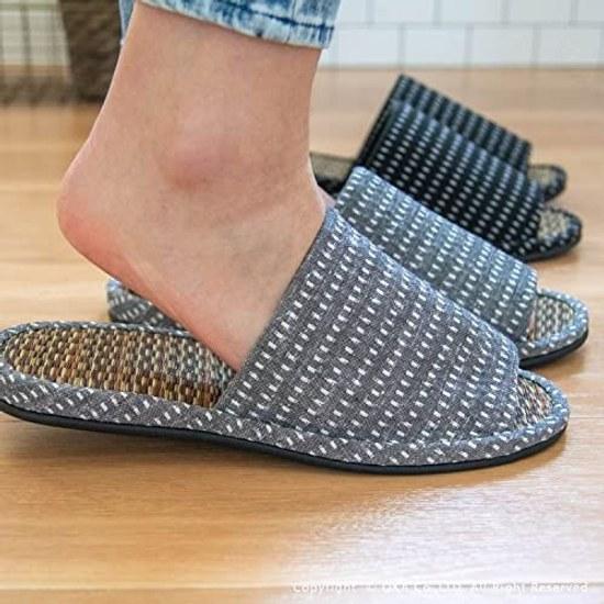 Oka Japan-made Kurume-ori Tatami Slippers L Size Gray