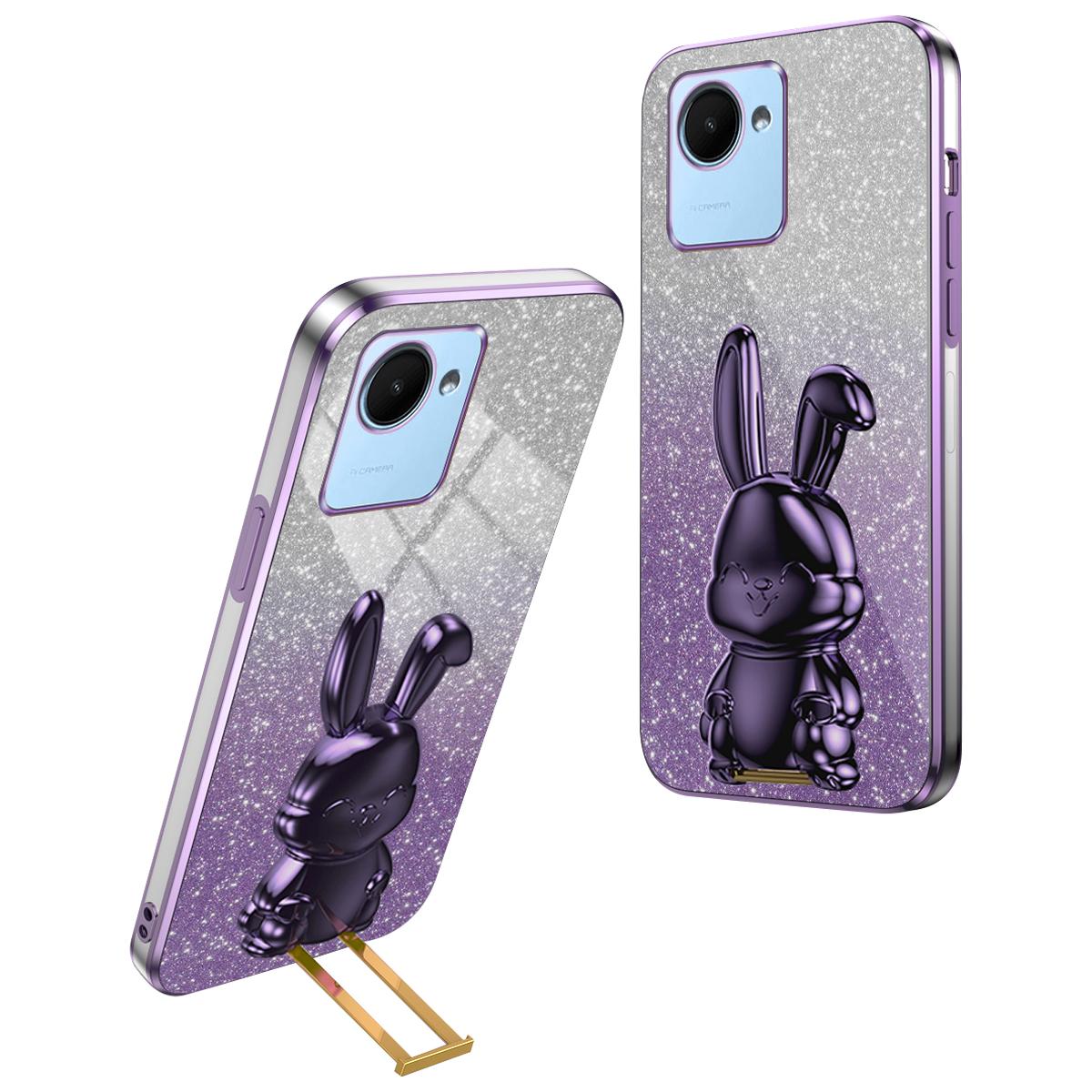 

For Realme C30s 4G/C30 4G Phone Protective Case Cartoon Rabbit Cover with Kickstand Purple