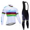 Men Women Cycling Long Sleeve Jersey Bib Shorts Set Winter Thermal Riding Outfit Mountain Bike Road