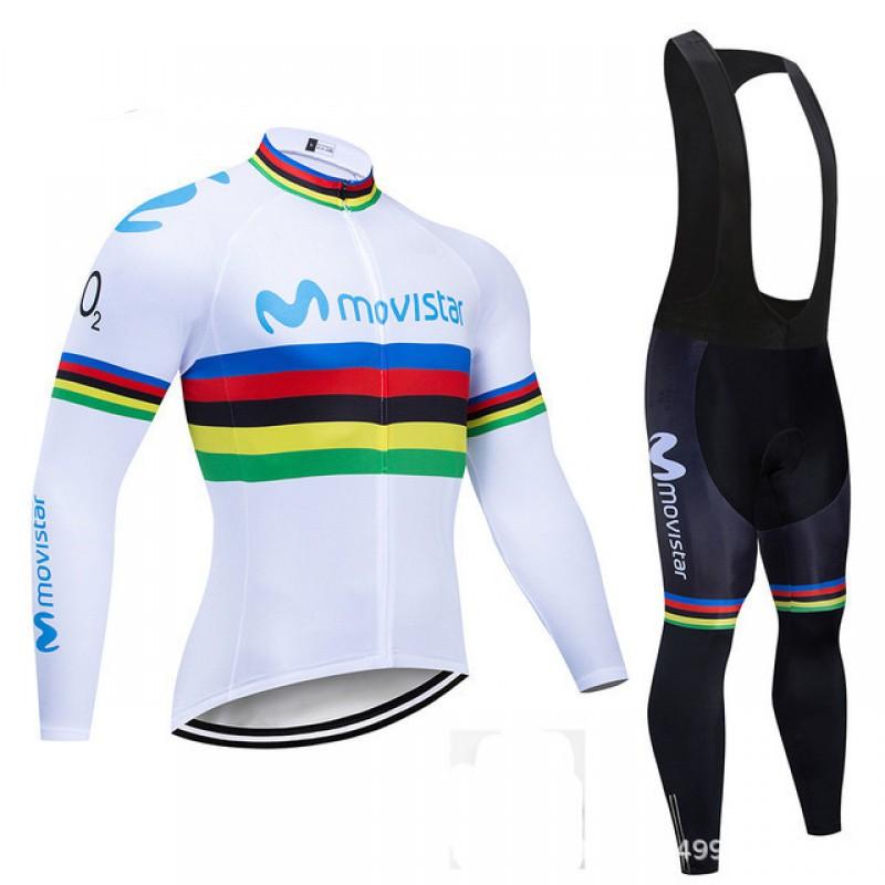 Men Women Cycling Long Sleeve Jersey Bib Shorts Set Winter Thermal Riding Outfit Mountain Bike Road