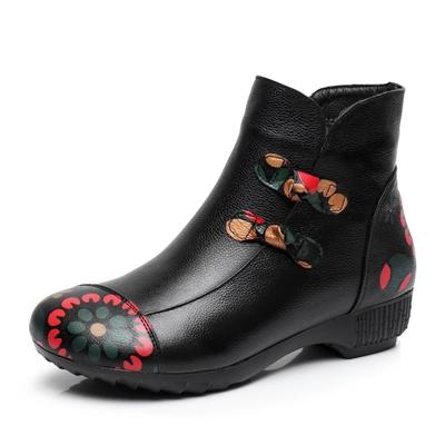 Mode Flache Mutterschuhe 2024 Neu Winter Leder Kaschmir Damenschuhe Rutschfeste Baumwollschuhe warm Übergröße Damenstiefel