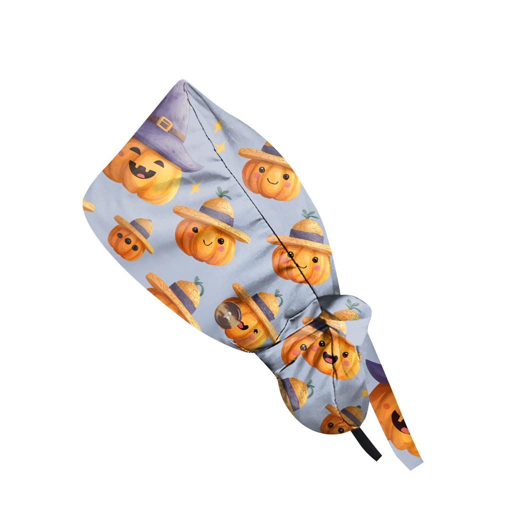 Berretto da lavoro alla moda con stampa di Halloween, berretto casual da donna con coda di cavallo, berretto da lavaggio, berretto Baotou