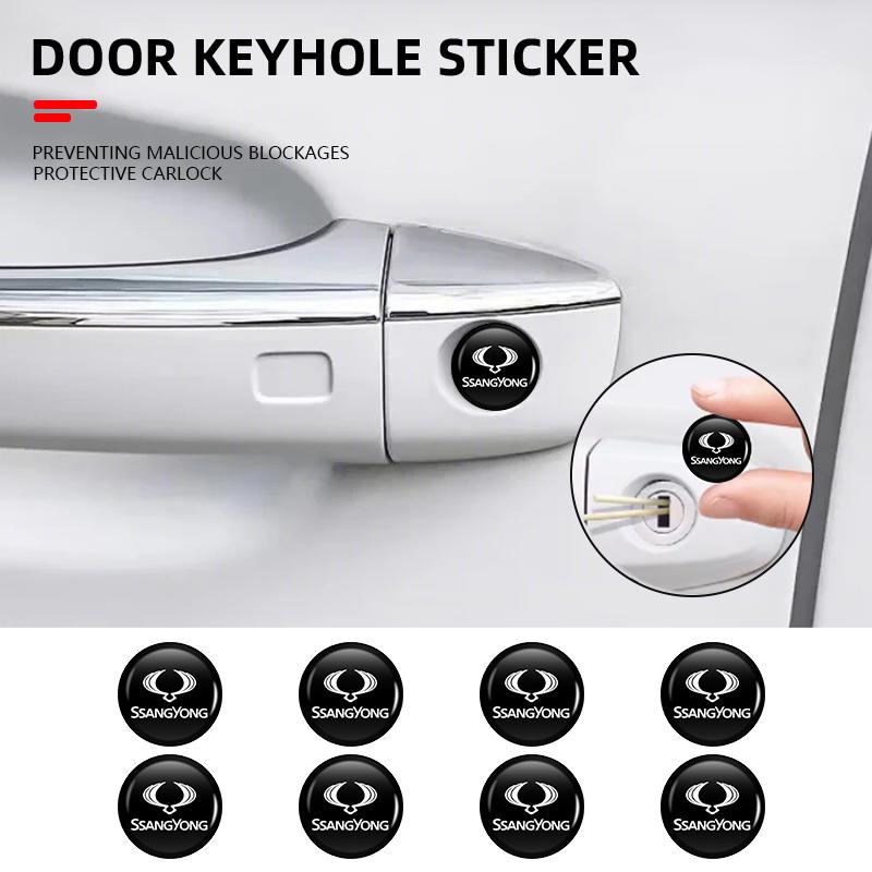 4pcs Car Handle Door Keyhole Lock Core Protective Cover Stickers For SsangYong Actyon Korando Rexton Kyron Rodius Tivoli Musso C