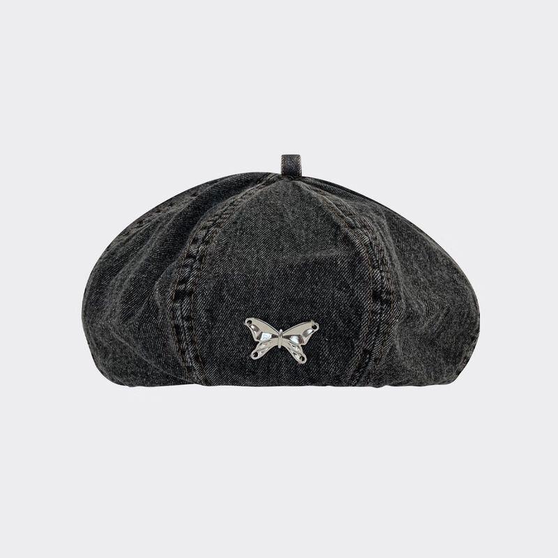 Женская стираная джинсовая беретка Miling Butterfly