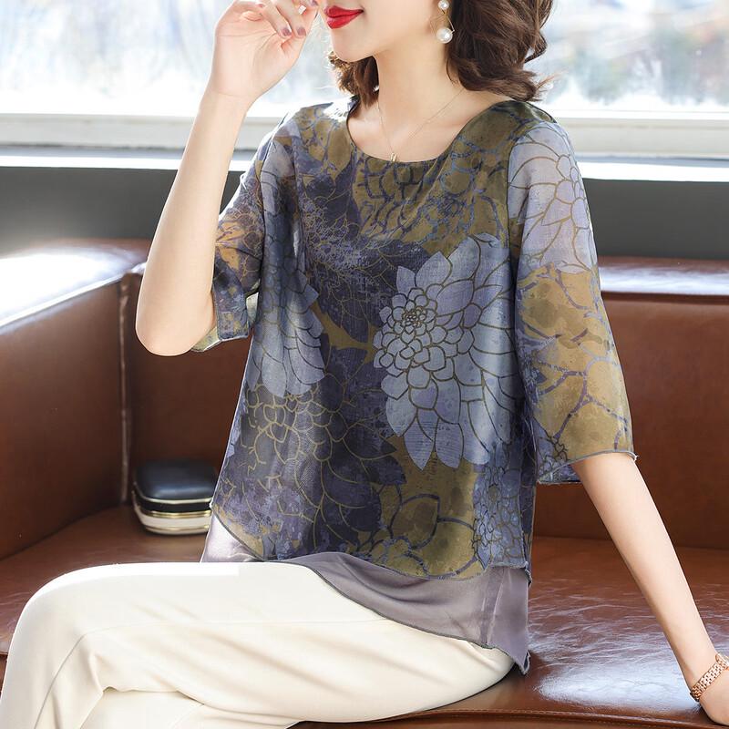 

Women s Floral Print Half-Sleeve T-Shirt 4XL