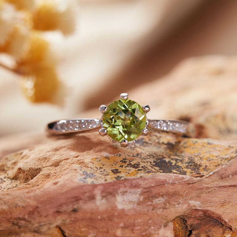 Natural Topaz Garnet Peridot Color Treasure Ring Women'S S925 Sterling Silver With Simple Index Finger Ring