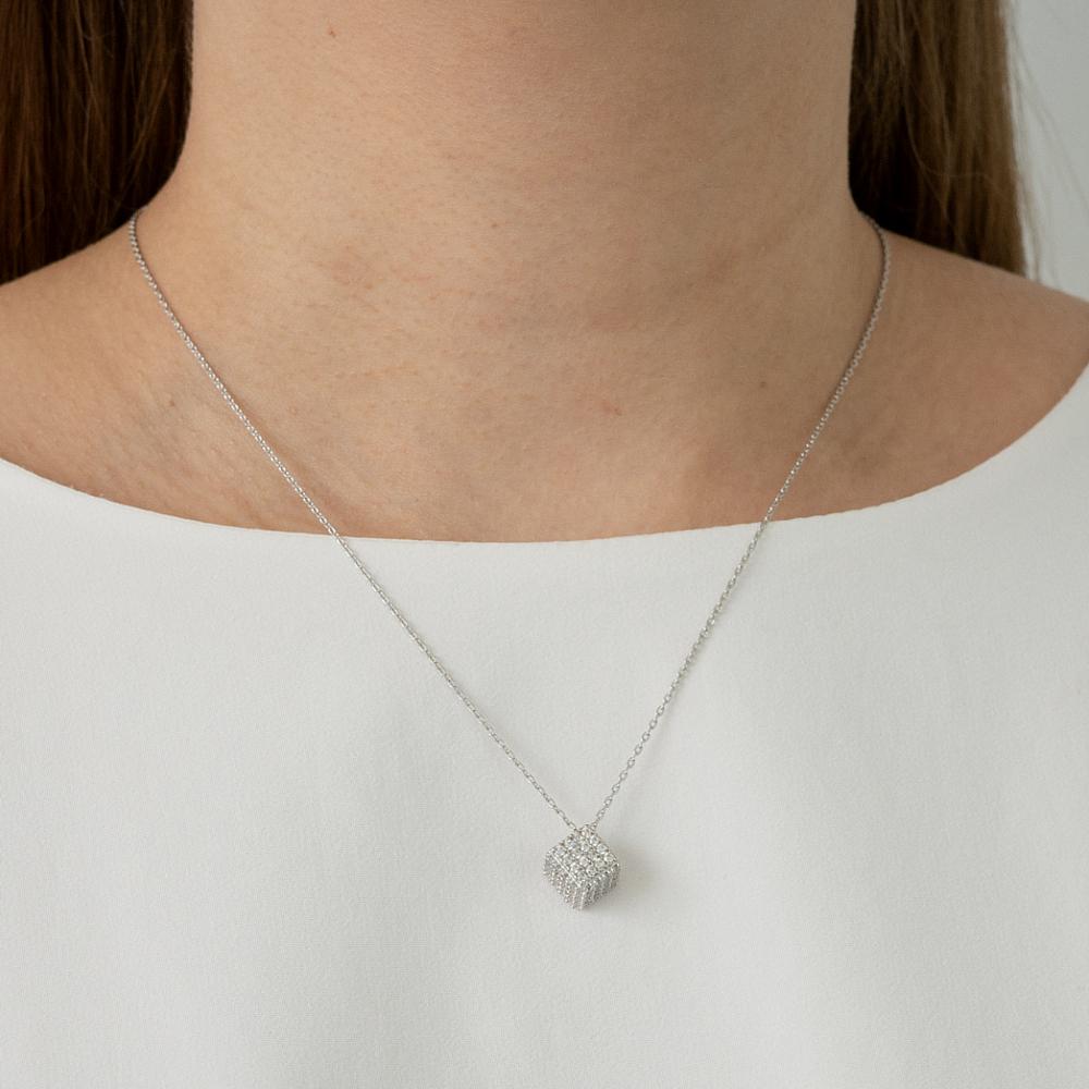 Monograph Shine Dice Necklace Mgnl0372 Rhodium Plated (White Gold)