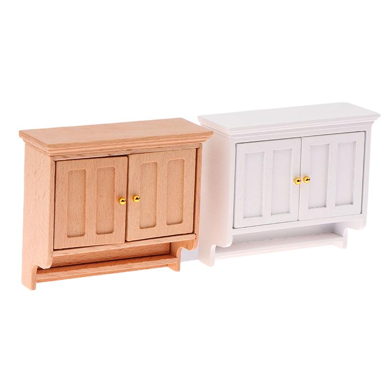 1/12 Dollhouse Miniature Wall Cabinet Closet Shelves Model Doll Home Cabinets Furniture Decor Toy Dolls House Accessories