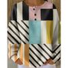 Women's Crew Neck Long Sleeve Waffle Knit Henley Top Loose Fit Casual Sweatshirt
