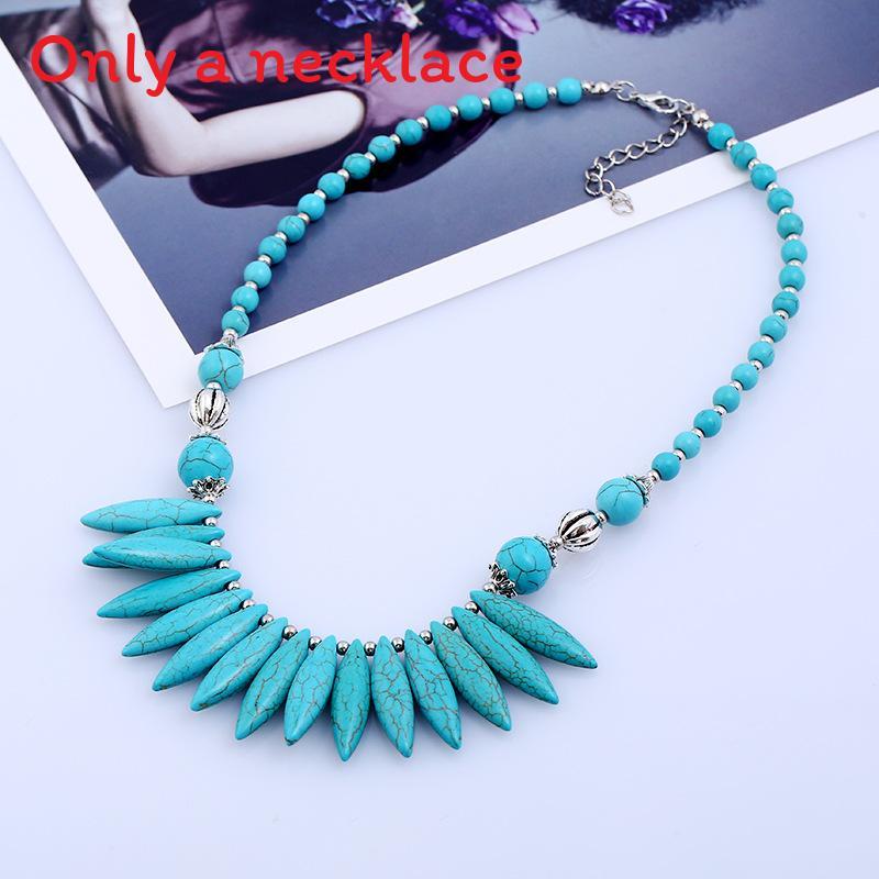 

Necklace Turquoise Bohemian With Long Teeth And Pendant For Daily Wear Blue
