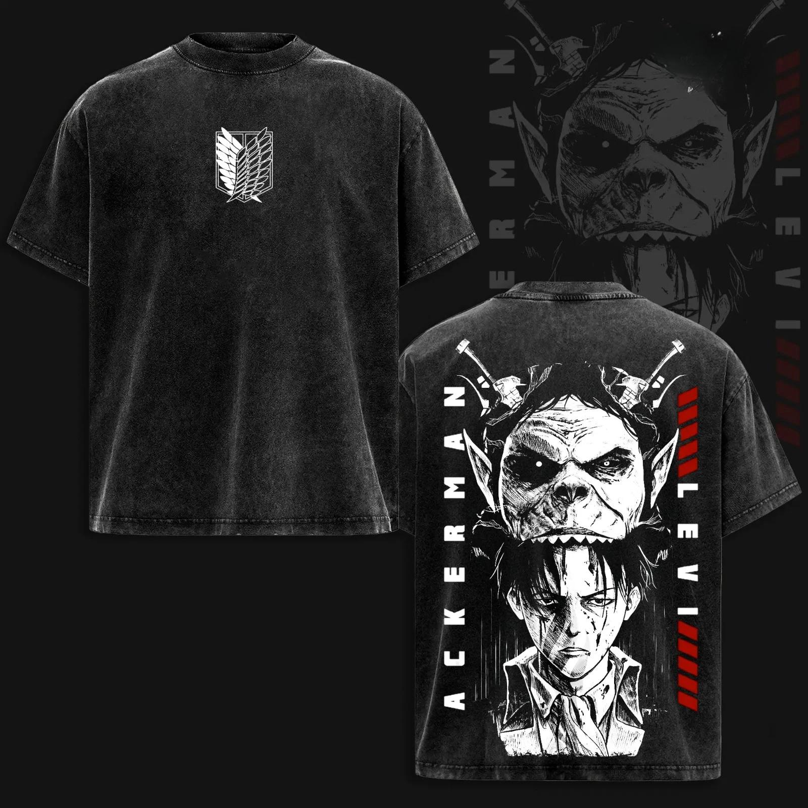 

Attack On Titan Levi Zeke Jaeger Graphic Tshirt Men Women Clothing Short Sleeve Cotton T-shirts Washed Tee Harajuku Male T Shirt S чёрный