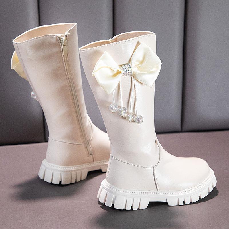 Fashion Foreign Style Girls Boots Long Princess Boots High Boots Autumn and Winter New Girls Soft-soled Leather Boots