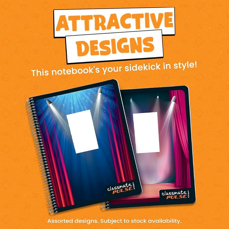 Classmate Pulse 6 Subject Notebook - 302 Pages | Single Line | Spiral Bound Notebook | Soft Cover