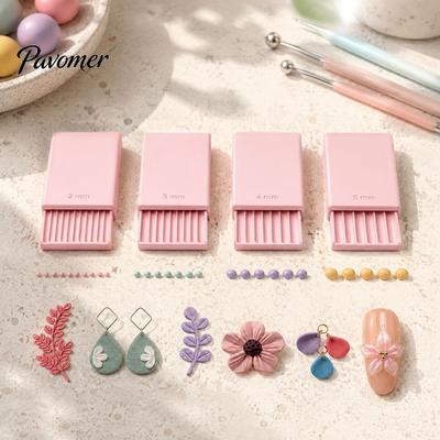 DIY Earring Making Kit 4Pcs/Set Clay Gel Ball Maker Tools, Polymer Roller, 2mm 3mm 4mm 5mm Tools Sphere Shaper, Nail Art Bead Roller for 3D